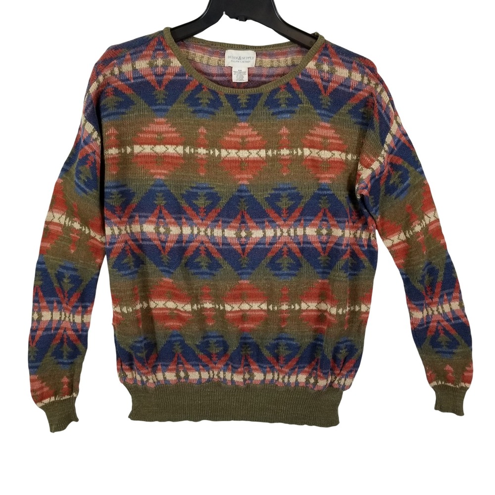 Denim & Supply Ralph Lauren Southwestern Intarsia Knit Sweater Womens Medium